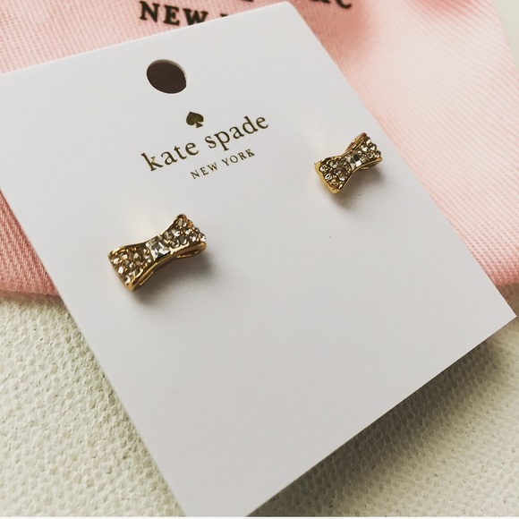 New Kate Spade Gold Ready Set Bow Earrings - Picture 2 of 4